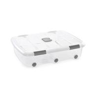 Plasticforte Opslagbak/box met deksel - 1x - 56L - 80 x 60 x 18 cm - transparant - met wielen