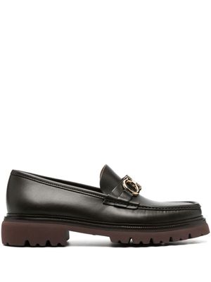Ferragamo mocassins en cuir Gancini à plateforme - Marron