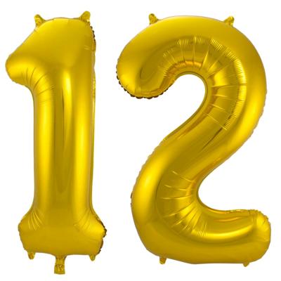 Folat Folie ballonnen - 12 jaar cijfer - goud - 86 cm - leeftijd feestartikelen - versiering