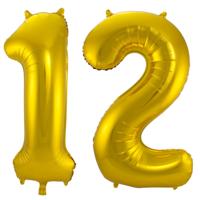 Folat Folie ballonnen - 12 jaar cijfer - goud - 86 cm - leeftijd feestartikelen - versiering