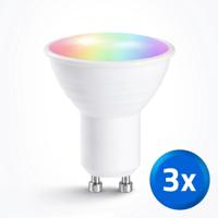 Wifi slimme led spot 4 watt - GU10 fitting - RGBWW Multicolor en Wit - Voordeelset van 3 stuks