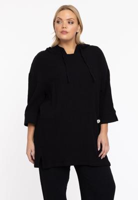 Yoek Shirt hoodie | Zwart | Maat 46/48