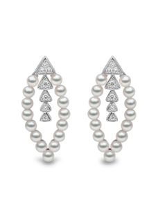 Yoko London boucles d'oreilles Raindrop Akoya en or blanc - Argent