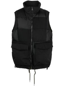 sacai gilet matelassé à empiècement en daim - Noir