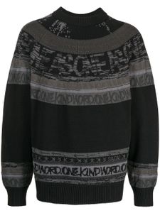 sacai pull en coton à broderies - Noir