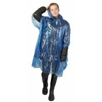 Wegwerp regenponcho - 12x stuks - blauw - voor volwassenen - met capuchon - budget line