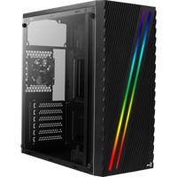 Aerocool streak midi tower behuizing (zwart | 3x usb-a | rgb | window)