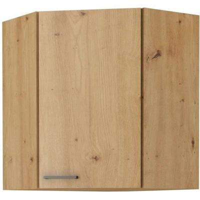 Hoge hoekkast - MODENA - 89 x 89 cm - Ambachtelijk eiken en mat zwart - CUISINIER