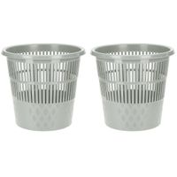 2x stuks plastic huis/kantoor vuilnisbak/prullenbak grijs 20 liter 28 x 27 cm - thumbnail