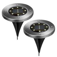 Cepewa Buiten prik spot - 2x - solar verlichting - tuinpad/plant verlichting - LED - 12 cm