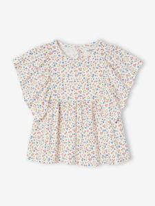 Shirt-blouse voor meisjes met motiefjes ecru