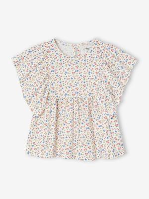 Shirt-blouse voor meisjes met motiefjes ecru