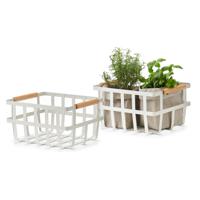 Industriele draadmand/opbergmand - Set van 2x stuks - wit - metaal - 32 x 25 x 17 cm - Keukenmandjes