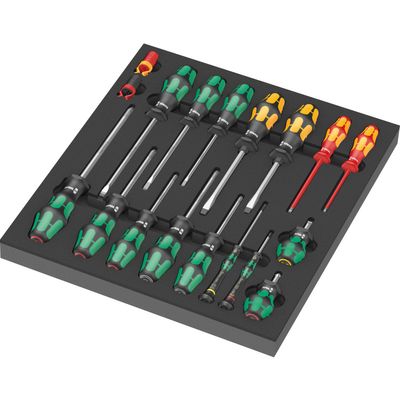 Wera 9710 Schuimrubberen inzetstuk met schroevendraaiers Set 1, 18-delig
