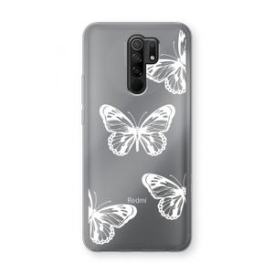 White butterfly: Xiaomi Redmi 9 Transparant Hoesje