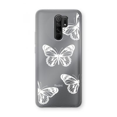 White butterfly: Xiaomi Redmi 9 Transparant Hoesje