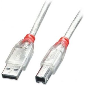 Lindy 41754 3m USB A USB B Transparant USB-kabel