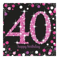 Servetten 40 jaar Sparkling Pink - thumbnail