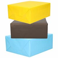 3x Rollen kraft inpakpapier geel/zwart/lichtblauw 200 x 70 cm - Cadeaupapier - thumbnail