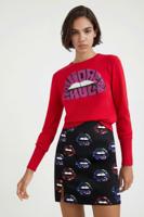 Slim fit minirok met lippen - BLACK - L