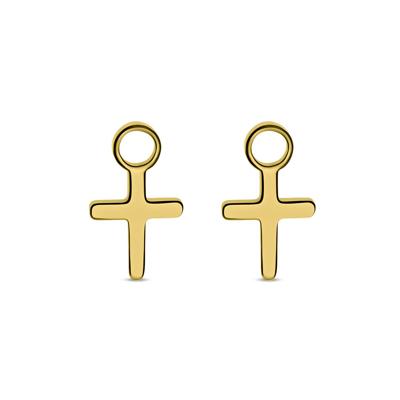 Oorbelhangers kruis - Stainless steel - Goud