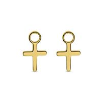 Oorbelhangers kruis - Stainless steel - Goud