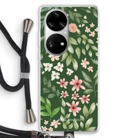 Botanical green sweet flower heaven: Huawei P50 Pro Transparant Hoesje met koord