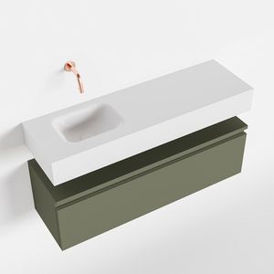 Toiletmeubel Mondiaz Andor | 100 cm | Meubelkleur Army | Lex vrijhangend wastafel Talc Links | Zonder kraangat