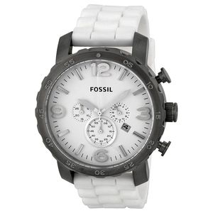Horlogeband Fossil JR1427 Nate Silicoon Wit 24mm