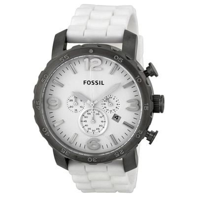 Horlogeband Fossil JR1427 Nate Silicoon Wit 24mm