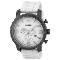 Horlogeband Fossil JR1427 Nate Silicoon Wit 24mm