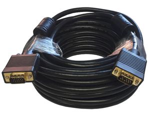 Digitus AK-310103-100-E VGA-kabel VGA Aansluitkabel VGA-stekker 15-polig, VGA-stekker 15-polig 10.00 m Grijs Schroefbaar, Met Ferrietkern