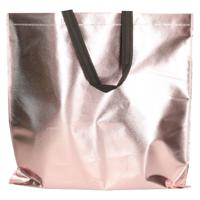 Draagtas/schoudertas in opvallende metallic rose goud kleur - 45 x 44 x cm - kunststof