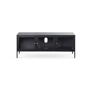 Olivine Carrie TV meubel Zwart - Metaal - Glas - B 132 cm