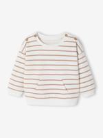 Sweater geboorte in gestreepte fleece met opening bij de schouders ecru