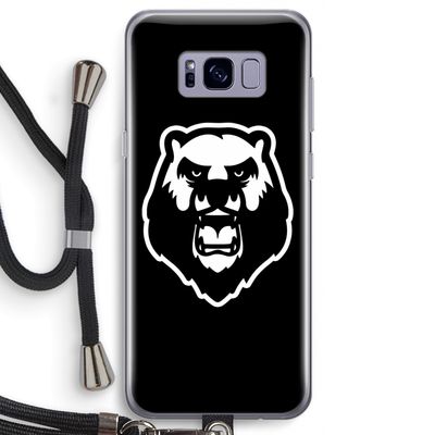 Angry Bear (black): Samsung Galaxy S8 Transparant Hoesje met koord