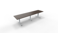 Vergadertafel 6511 met koppelpoot - 400 x 100 cm. - Alu - Eiken donker