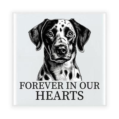 Herdenkings cadeau tegel - hondenliefhebber - Dalmatier hond - zwart/wit - keramiek - 15 cm