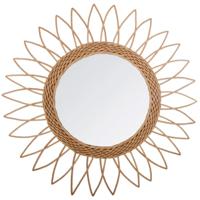 Wandspiegel - bloem - rotan -  D50 cm - bohemian/boho spiegel   -