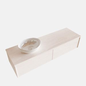 Badkamermeubel BWS Madrid Wit 150 cm met Topblad en Keramische Waskom Links (2 lades, 0 kraangaten)