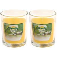 4x stuks citronella glazen tafelkaarsen geel 7 x 8 cm