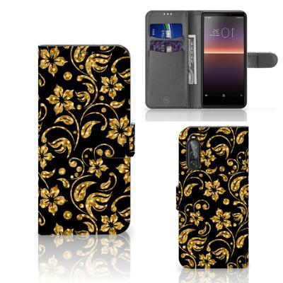 Sony Xperia 10 II Hoesje Gouden Bloemen Sony Xperia 10 II Hoesje Gouden Bloemen