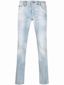 Philipp Plein jean droit à effet usé - Bleu