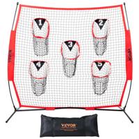 VEVOR 246 x 150,5 x 250 cm voetbaltrainer-werpnet, trainingswerpdoeloefennet met 5 doelvakken, knooploos net, inclusief boogframe en draagbare draagtas, QB-werpnauwkeurigheid