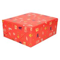 5x Sinterklaas inpakpapier/cadeaupapier print rood 250 x 70 cm - thumbnail