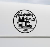 Het tekstavontuur wacht! caravan sticker