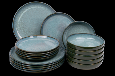 18 delige serviesset - 6 persoons - Evora - groen - Portugees stoneware