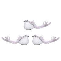 3x Decoratie vogeltjes/vogels lichtblauw op clip 17 x 5 cm