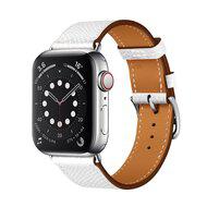 Lederen bandje - Wit - Geschikt voor Apple Watch 42mm / 44mm / 45mm / 49mm