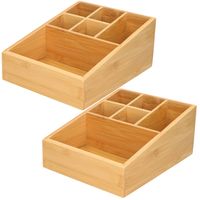 2x stuks make-up/pennen sorteer organizer 6-vaks bakje 17 x 21 x 9 cm bamboe - Make-up dozen